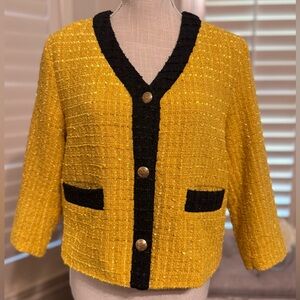 New York & Company Yellow and Black Blazer